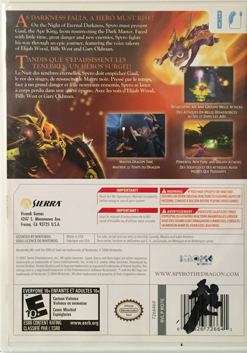 The Legend Of Spyro: The Eternal Night Sur Nintendo Wii - Bon état
